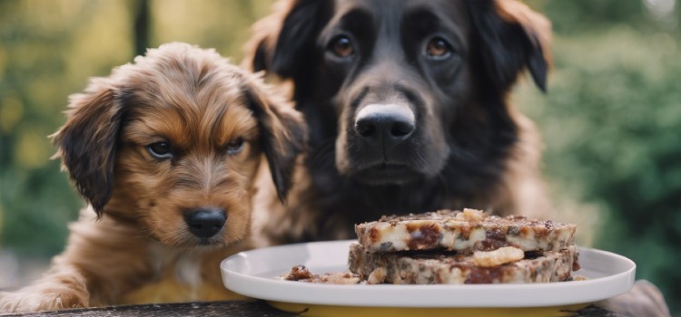Two dog is looking at some foods