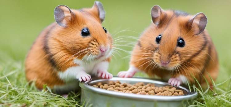 Two cute little hamster is enjoying together